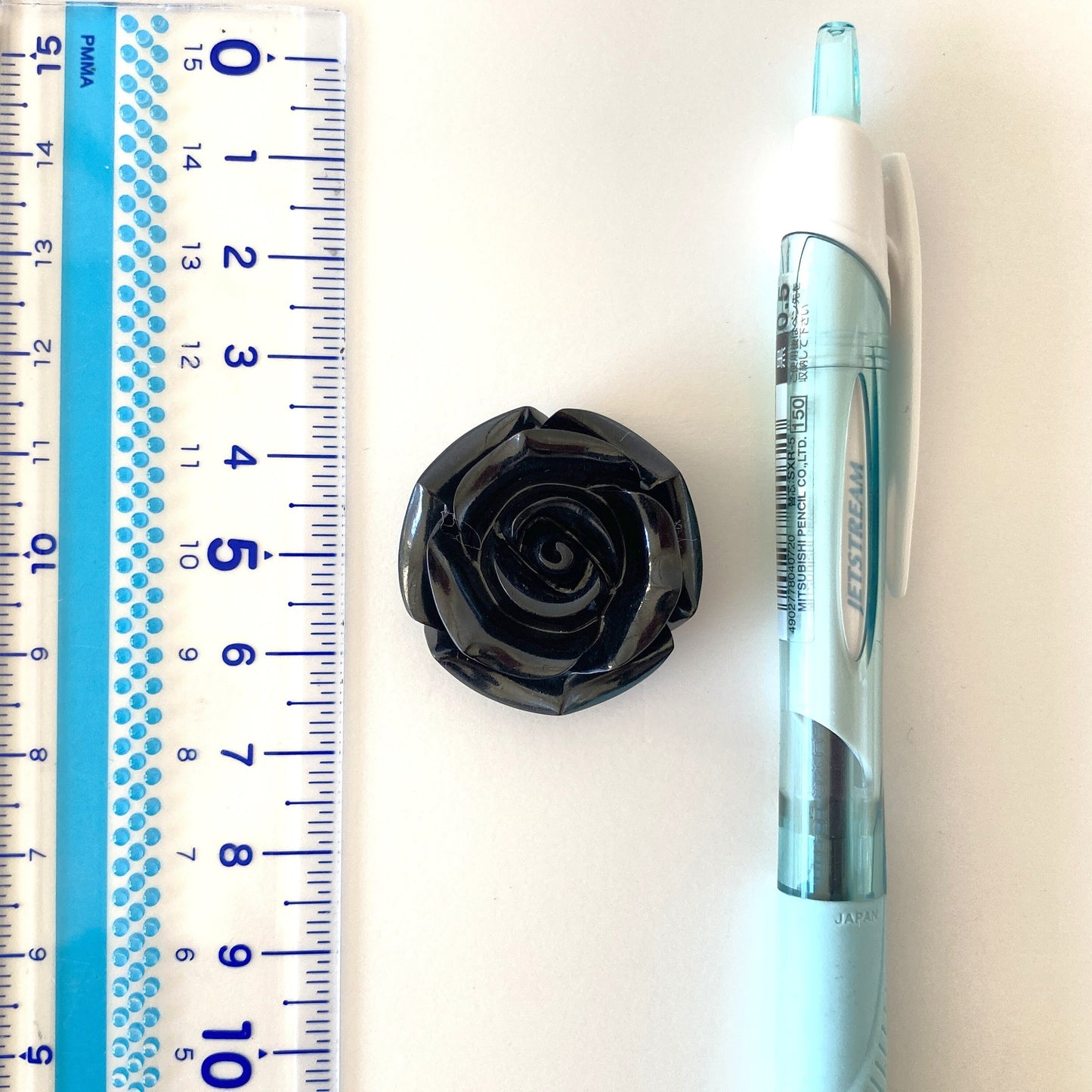 Jet Rose Carving Loose, 30mm Diameter with Off-Center Drilled Full Hole, for Jewelry Making, Price per Piece