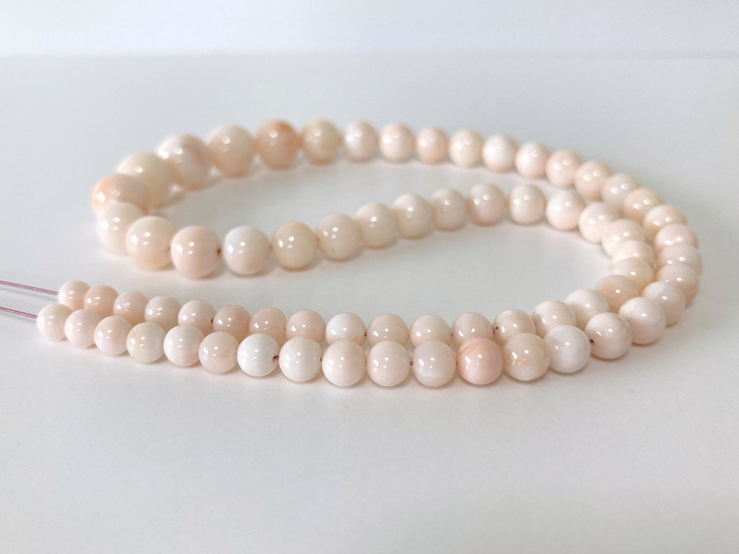 Natural Deep Sea, Midway Coral Round Beads Strand 4.5-9.6mm, 15.7inches, 40cm, Natural Slightly Pink Color Coral, For Jewelry Making