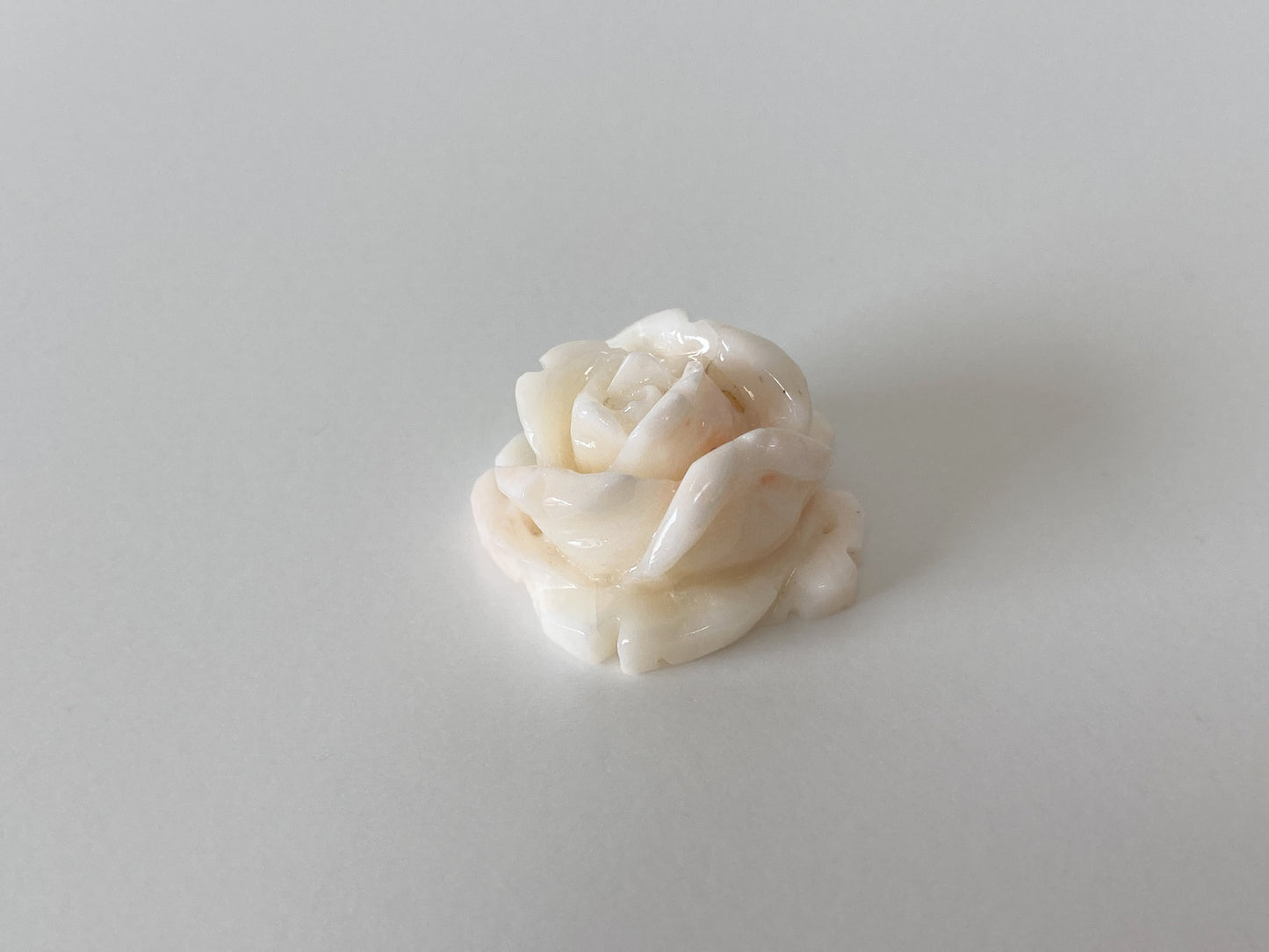 Natural Deep Sea Coral Rose Carving Loose, Natural Pale White Pink Coral, 22x20mm, Flat Back, For Jewelry Making, Hand Carved