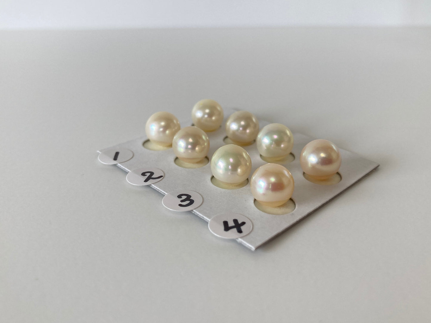 Japanese Cultured Akoya pearl 8.5-8.7mm, Natural Yellow Color, Half-Drilled Round loose, Price per pair, Salt water pearl