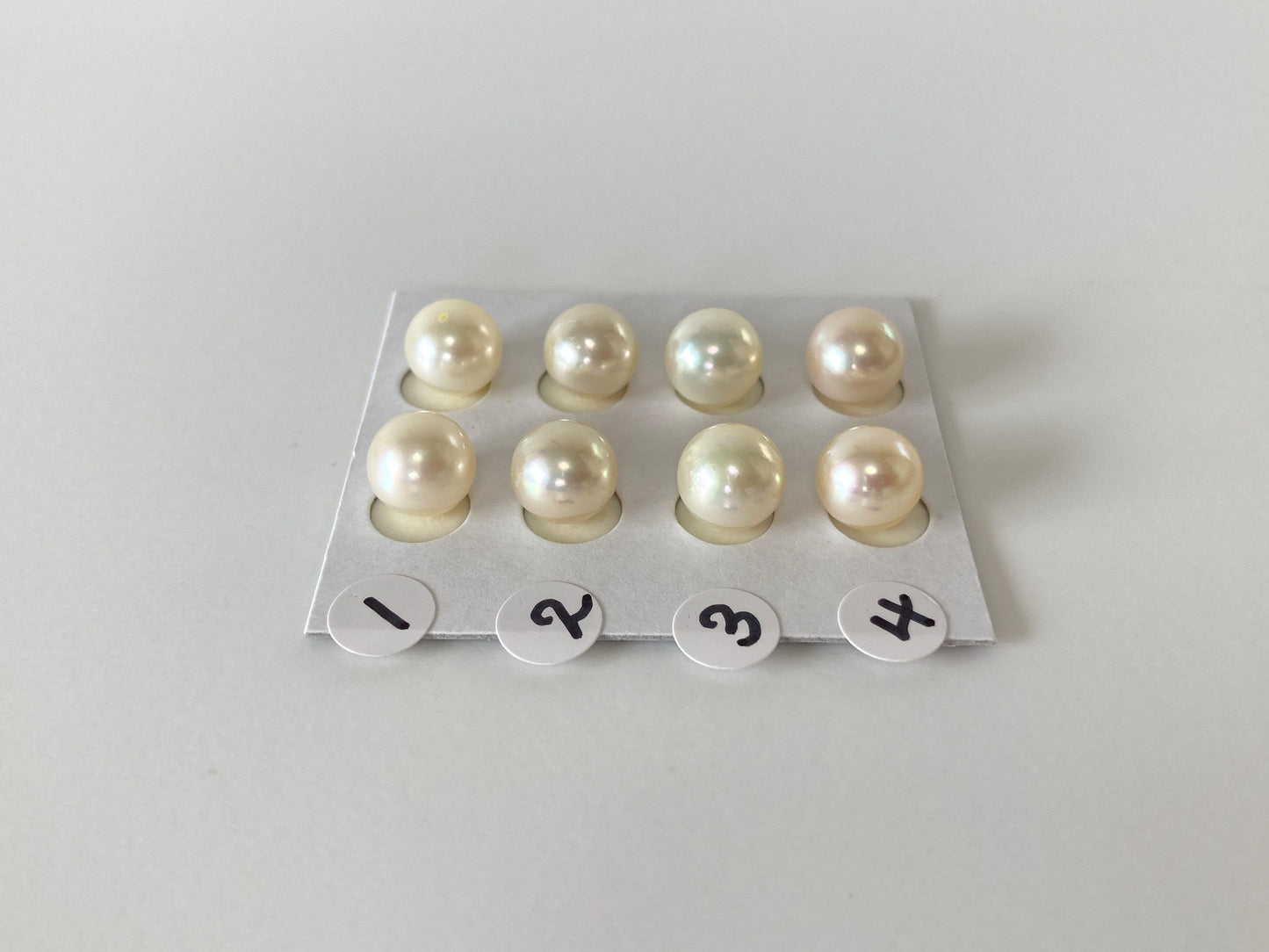 Japanese Cultured Akoya pearl 8.5-8.7mm, Natural Yellow Color, Half-Drilled Round loose, Price per pair, Salt water pearl