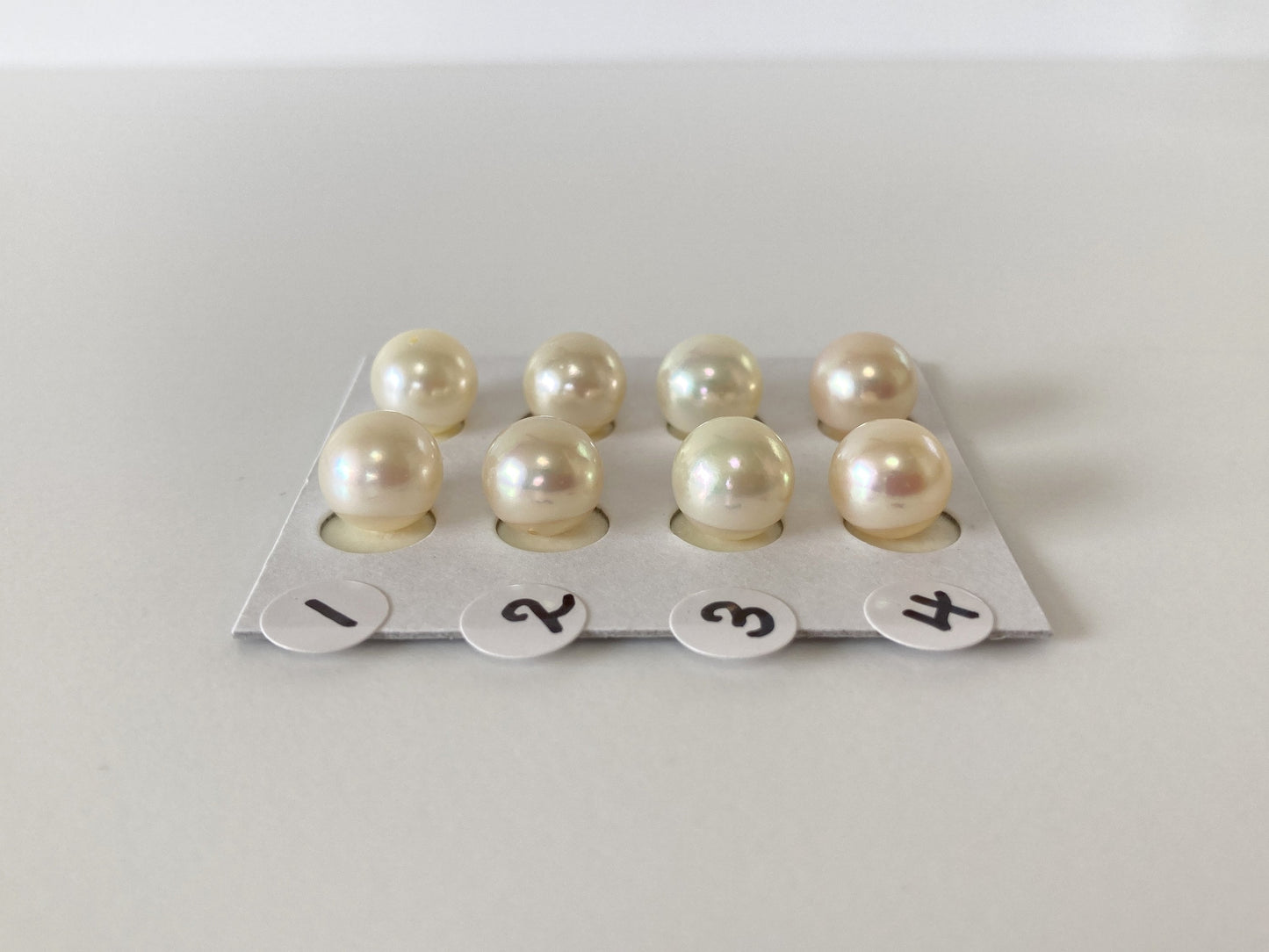 Japanese Cultured Akoya pearl 8.5-8.7mm, Natural Yellow Color, Half-Drilled Round loose, Price per pair, Salt water pearl