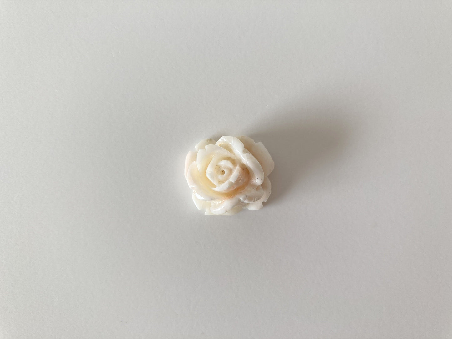 Natural Deep Sea Coral Rose Carving Loose, Natural Pale White Pink Coral, 22x20mm, Flat Back, For Jewelry Making, Hand Carved