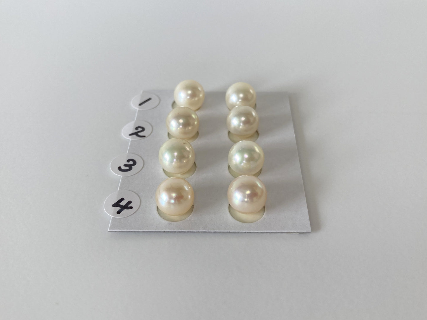 Japanese Cultured Akoya pearl 8.5-8.7mm, Natural Yellow Color, Half-Drilled Round loose, Price per pair, Salt water pearl