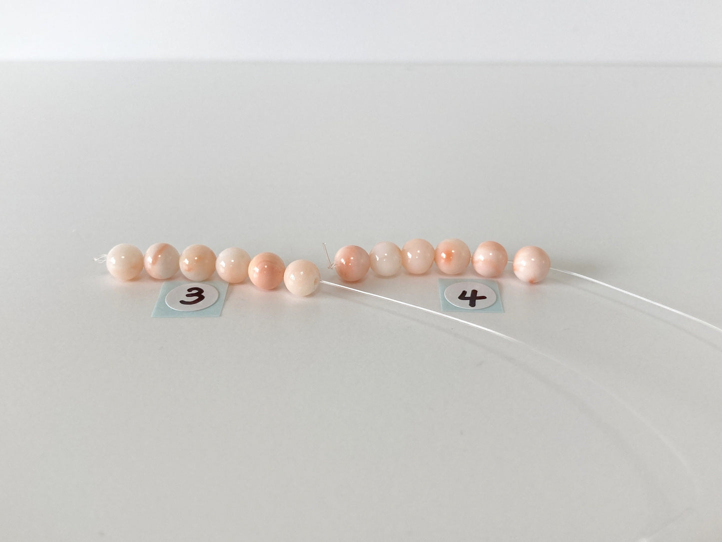 Reserved for Loes, #2 Short strand (6pcs) of Natural Deep sea coral round beads strand 5.5-6mm, natural Pink/White/Orange Color coral