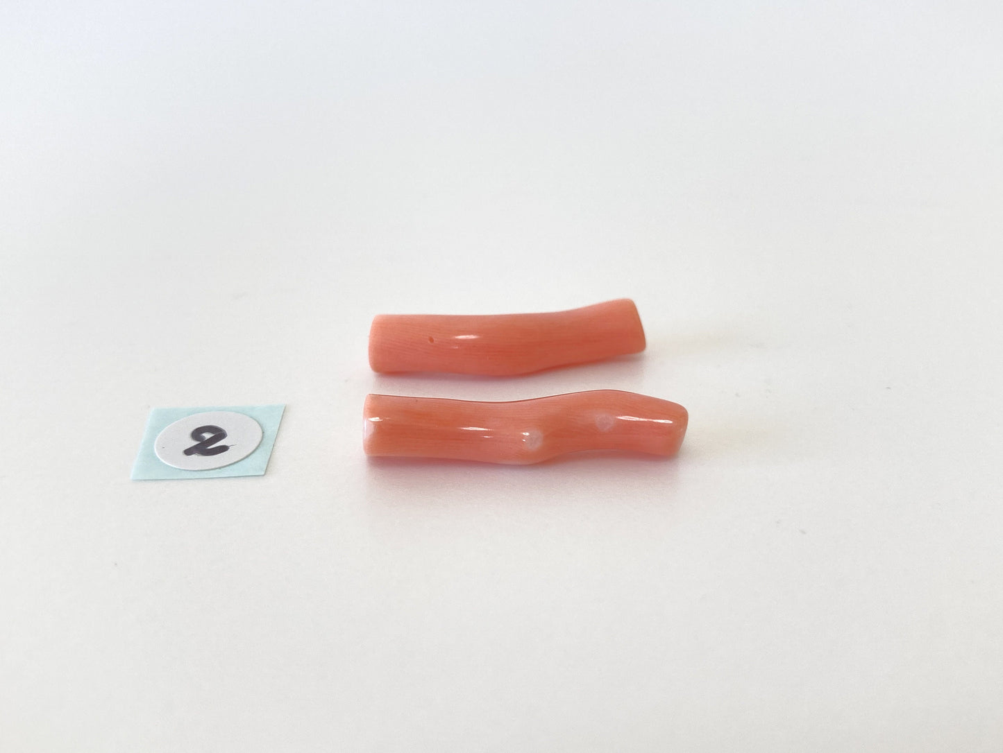 Natural Japanese Momo Coral, Orange/Pink Color, Hole on Top, Genuine Precious Coral, For Jewelry Making, Price per Pair
