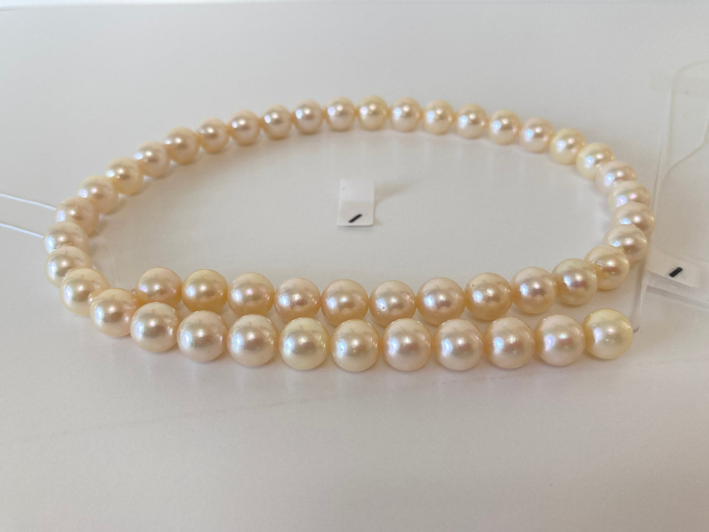 8.5-9mm Japanese Yellow Akoya Pearl Beads, Genuine Akoya Pearl, Full Strand, 40cm , 15.7", Salt water pearl