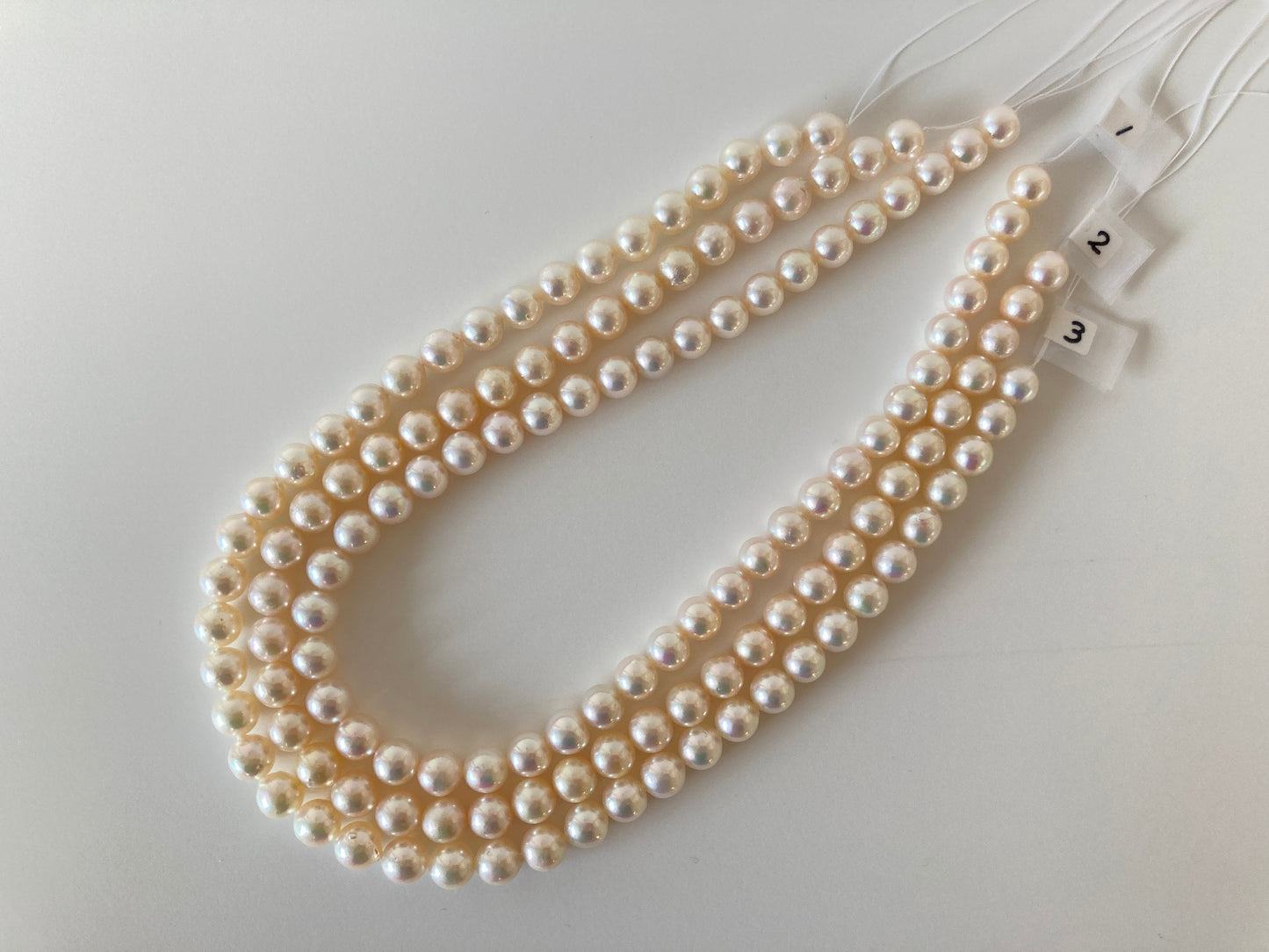 9-9.5mm Japanese Cream White Akoya Pearl, Genuine Akoya Pearl, Full Strand, 40cm , 16", Salt water pearl