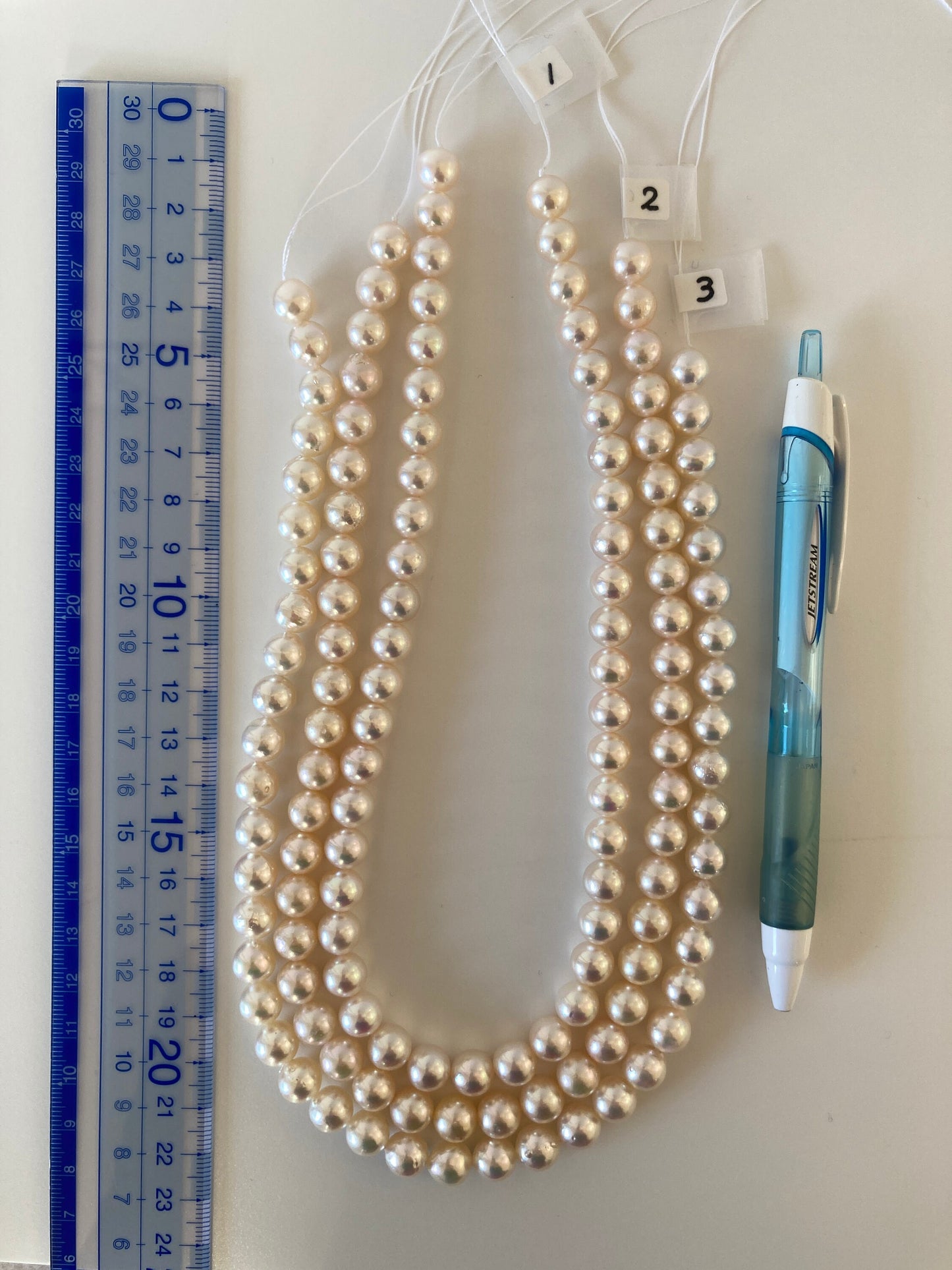 9-9.5mm Japanese Cream White Akoya Pearl, Genuine Akoya Pearl, Full Strand, 40cm , 16", Salt water pearl