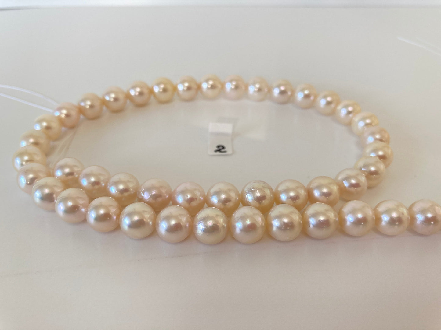 9-9.5mm Japanese Cream White Akoya Pearl, Genuine Akoya Pearl, Full Strand, 40cm , 16", Salt water pearl