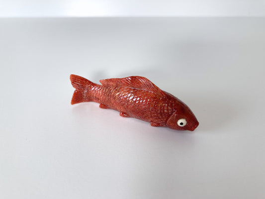 56mm Natural Sponge Coral Carp Carving Loose, Apple Coral Fish Carving, For Display, For Decoration, For Accessory Making