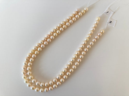 8.5-9mm Japanese Yellow Akoya Pearl Beads, Genuine Akoya Pearl, Full Strand, 40cm , 16", Salt water pearl