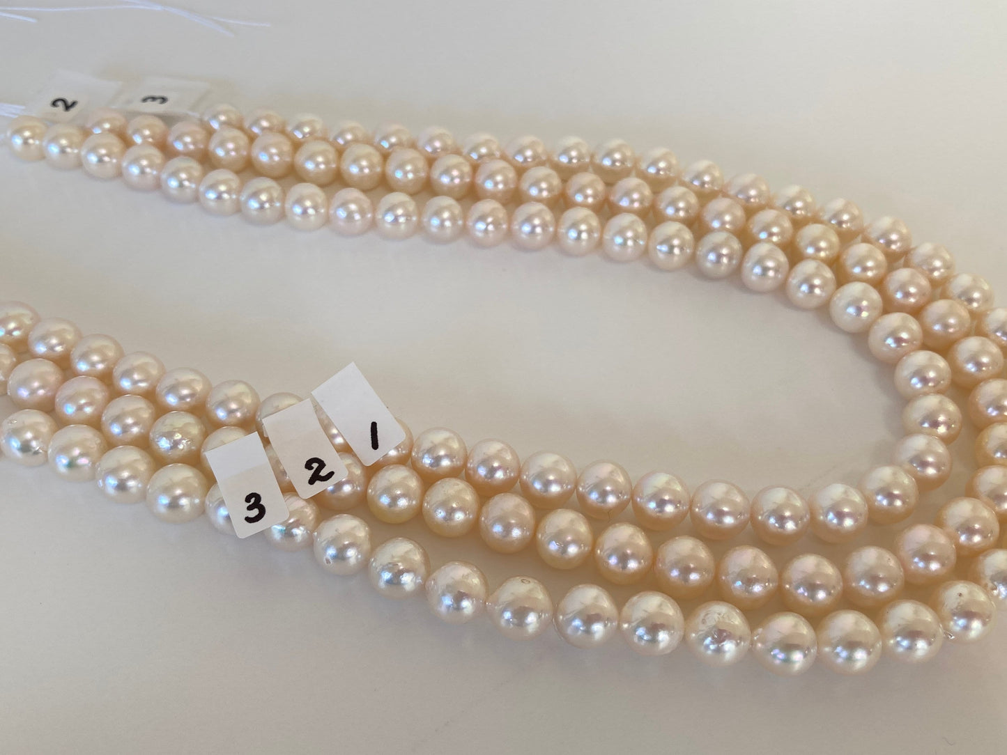 9-9.5mm Japanese Cream White Akoya Pearl, Genuine Akoya Pearl, Full Strand, 40cm , 16", Salt water pearl