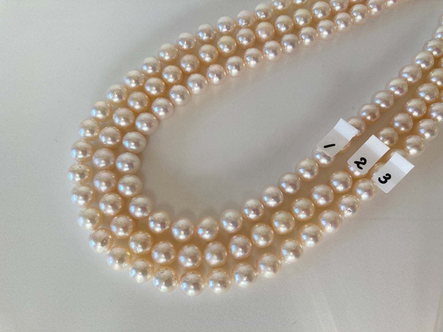 9-9.5mm Japanese Cream White Akoya Pearl, Genuine Akoya Pearl, Full Strand, 40cm , 16", Salt water pearl