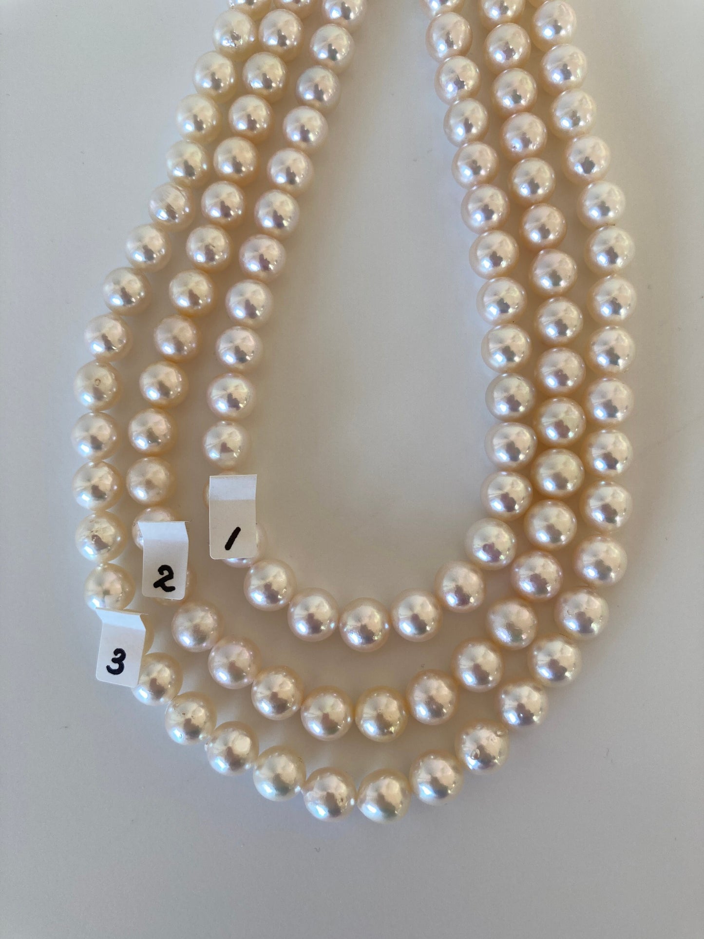 9-9.5mm Japanese Cream White Akoya Pearl, Genuine Akoya Pearl, Full Strand, 40cm , 16", Salt water pearl