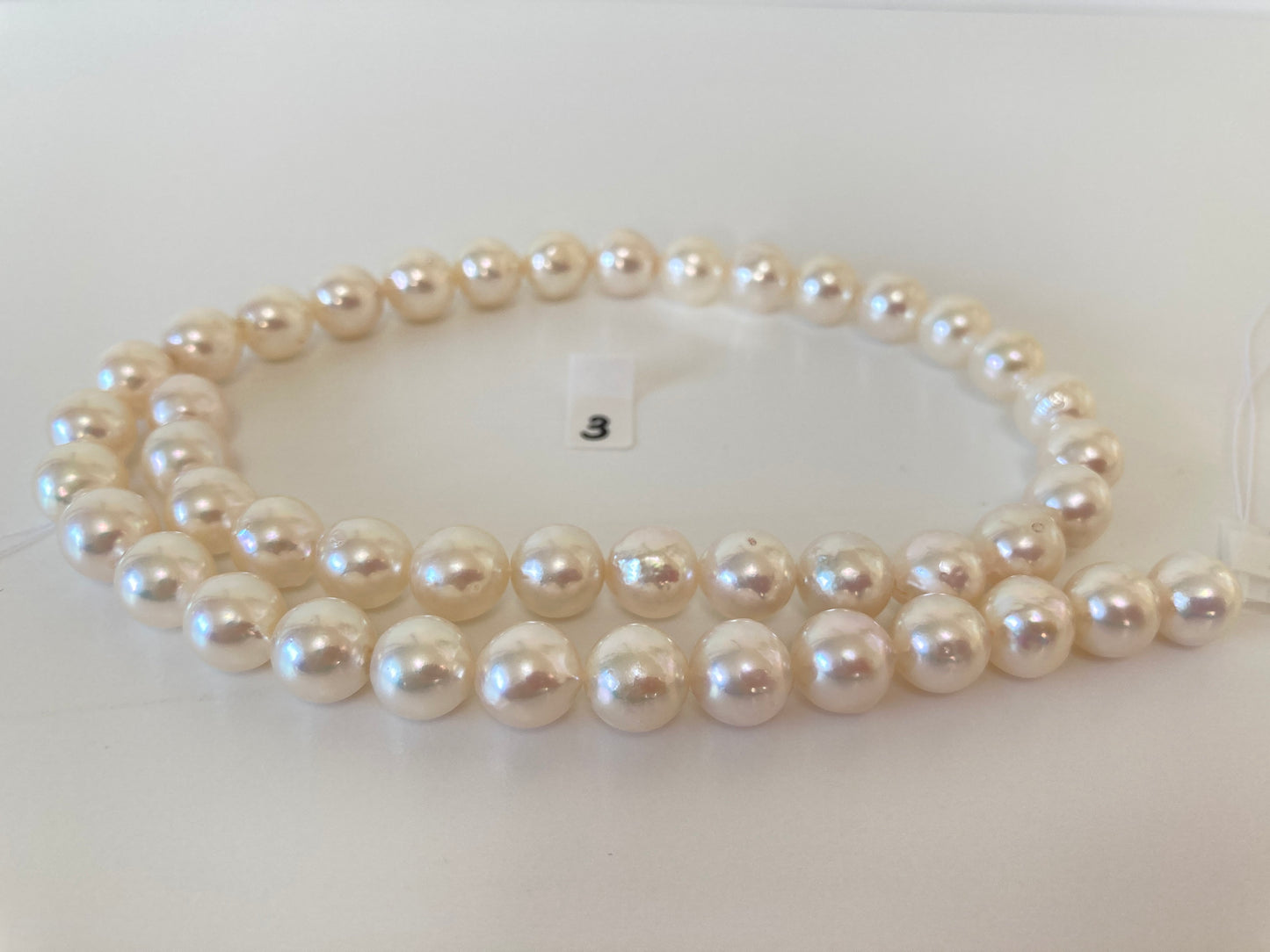 9-9.5mm Japanese Cream White Akoya Pearl, Genuine Akoya Pearl, Full Strand, 40cm , 16", Salt water pearl