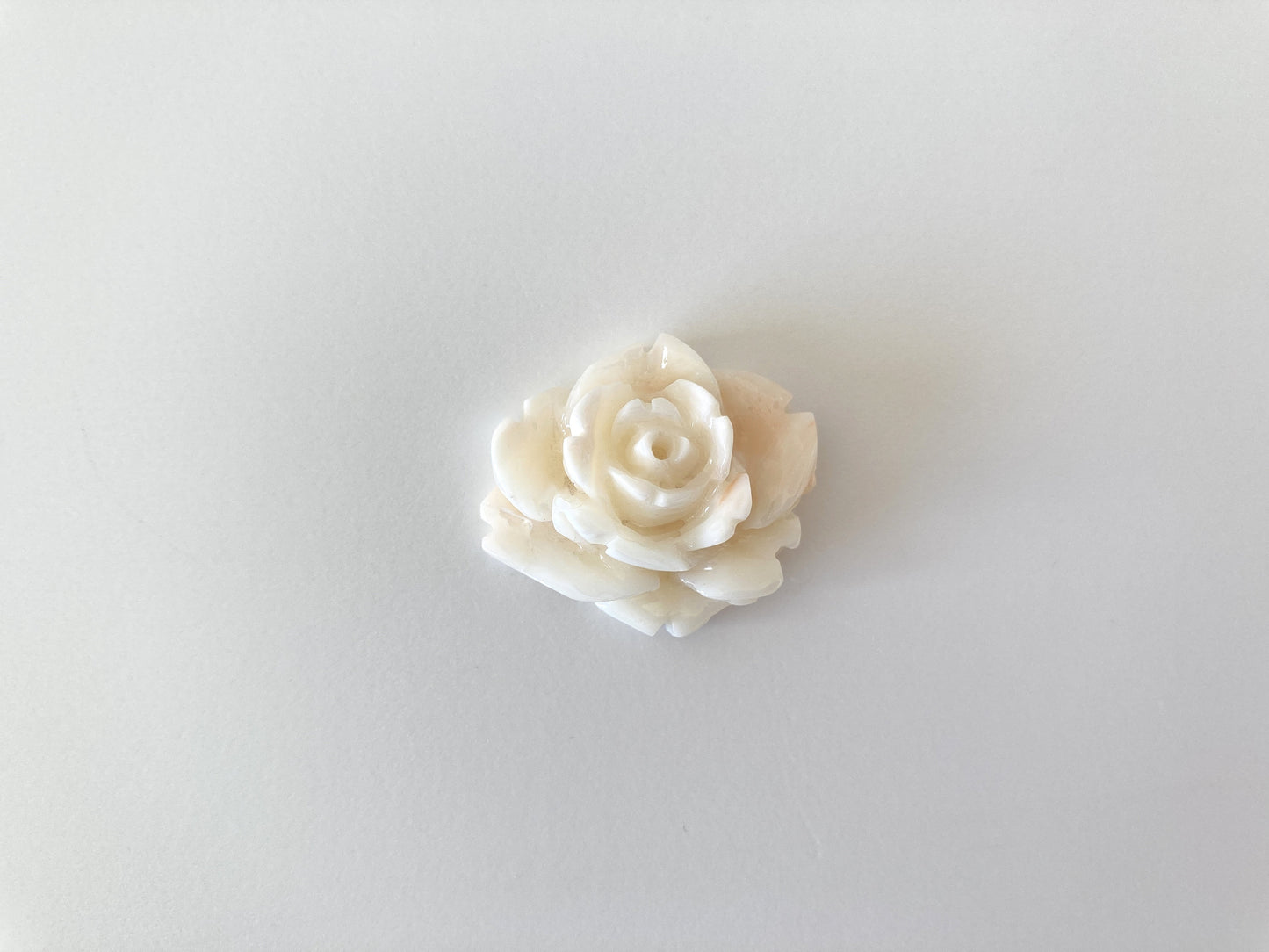 Natural Deep Sea Coral Rose Carving Loose, Natural Pale White/Slightly  Pink Coral, 32x26mm, Flat Back, For Jewelry Making, Hand Carved