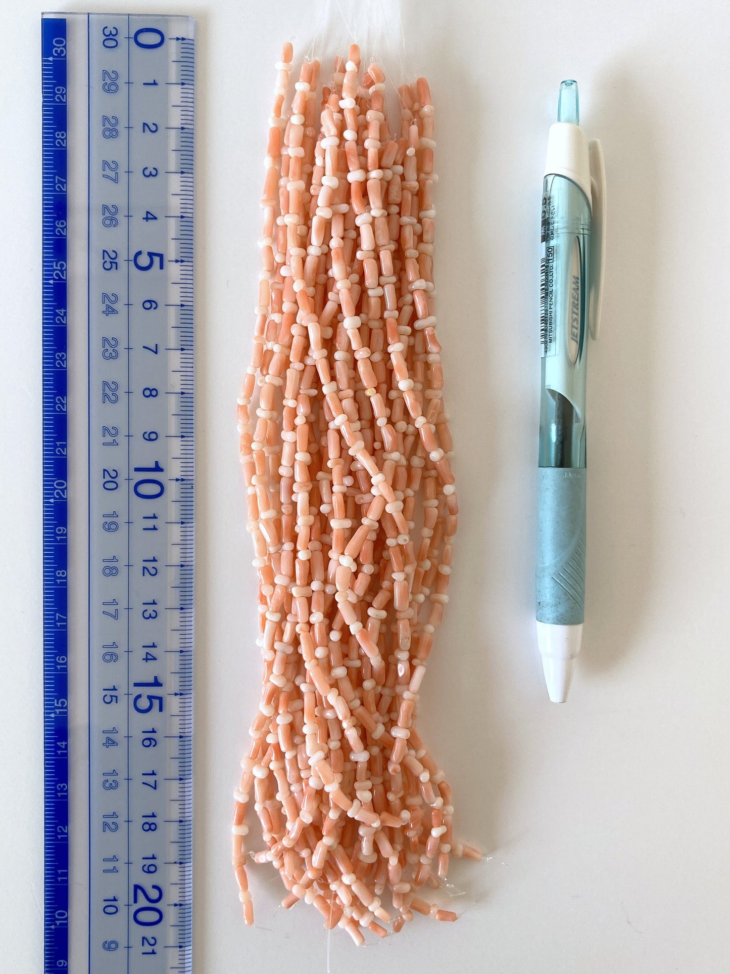 Natural Pink Coral tube 'n baroque shaped beads half-strand, pale pink and orange color coral, 19cm, 7.5inches, for accessory making