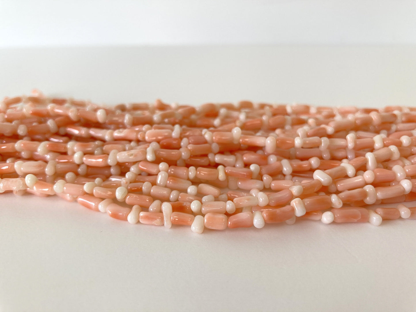 Natural Pink Coral tube 'n baroque shaped beads half-strand, pale pink and orange color coral, 19cm, 7.5inches, for accessory making