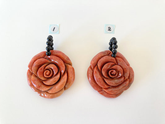 Value-priced, Genuine Sponge Coral 40mm Rose Pendant with Onyx Bail / African Coral / Natural Reddish-Brown Color / Price per Piece