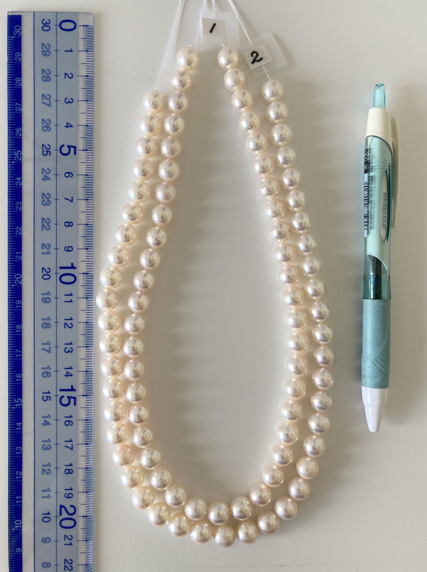 9-9.5mm Japanese White Akoya Pearl Beads, Genuine Akoya Pearl, Full Strand, 40cm , 15.7", Salt water pearl