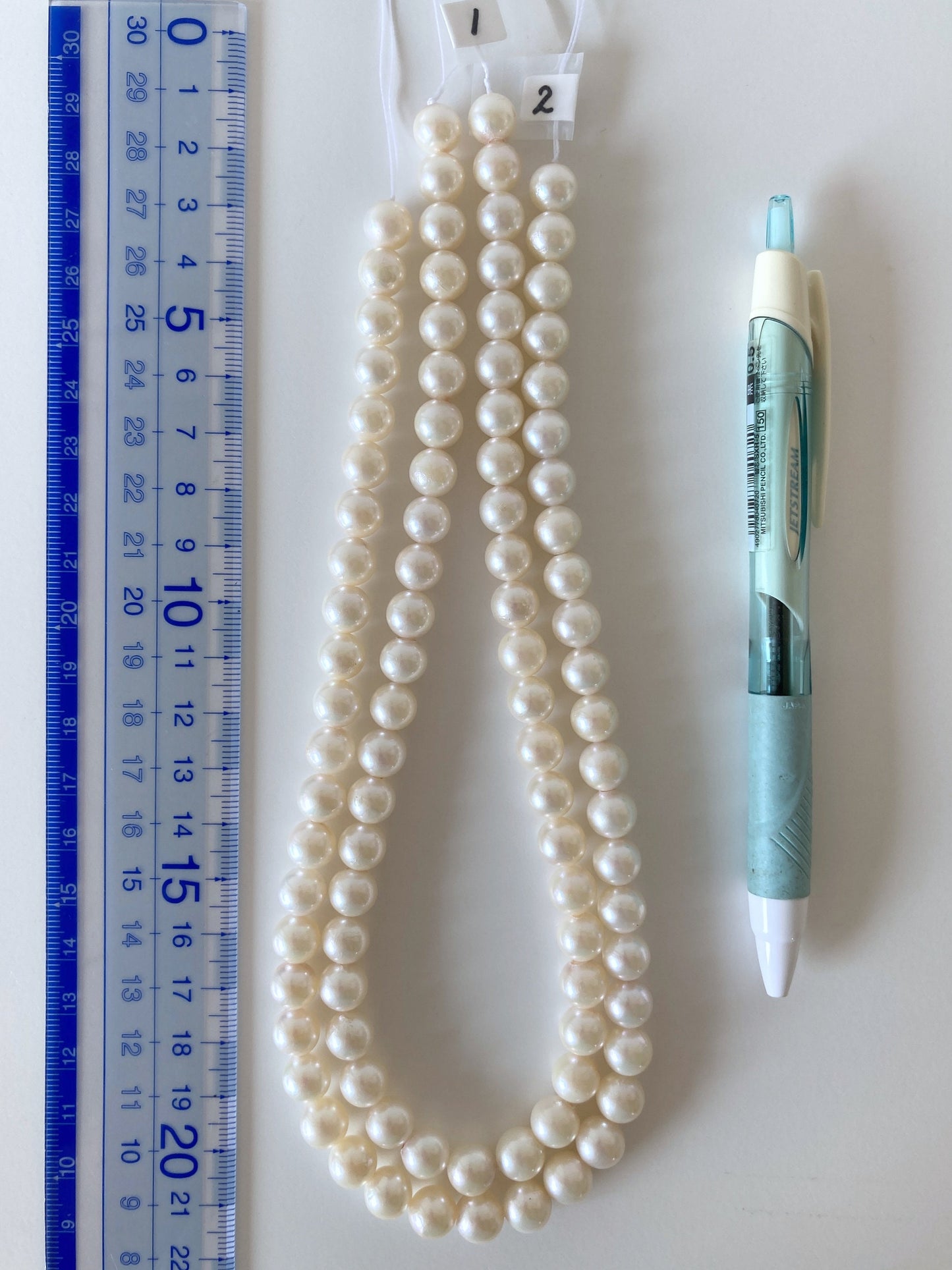 8.5-9mm Japanese White Akoya Pearl Beads, Genuine Akoya Pearl, Full Strand, 40cm , 16", Cultured Salt water pearl