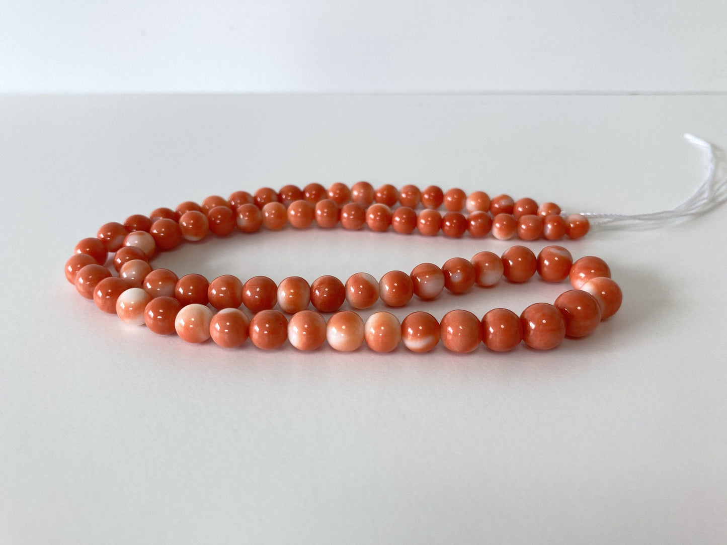 Natural Momo Coral 5.1-7.6mm round beads strand, 16inches, 41cm, Orange Coral for jewelry making, Natural color