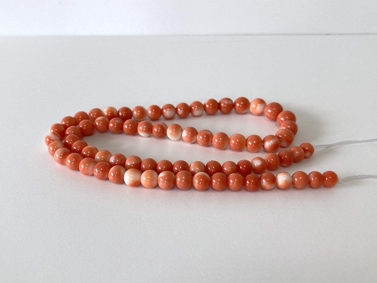 Natural Momo Coral 5.1-7.6mm round beads strand, 16inches, 41cm, Orange Coral for jewelry making, Natural color