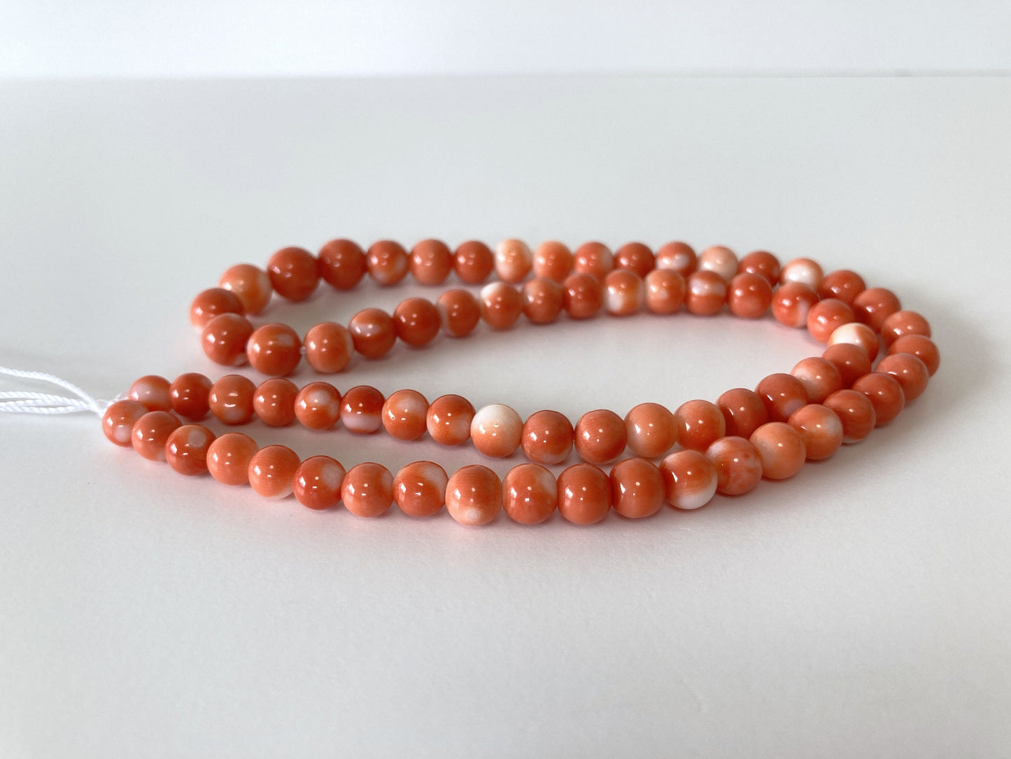 Natural Momo Coral 5.1-7.6mm round beads strand, 16inches, 41cm, Orange Coral for jewelry making, Natural color