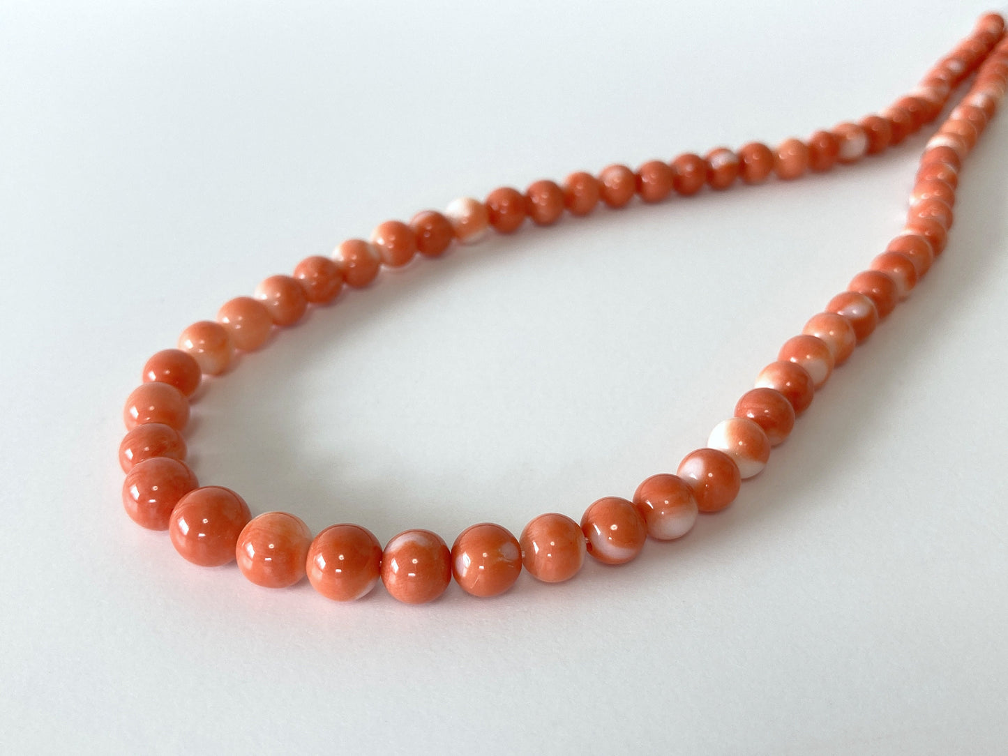 Natural Momo Coral 5.1-7.6mm round beads strand, 16inches, 41cm, Orange Coral for jewelry making, Natural color