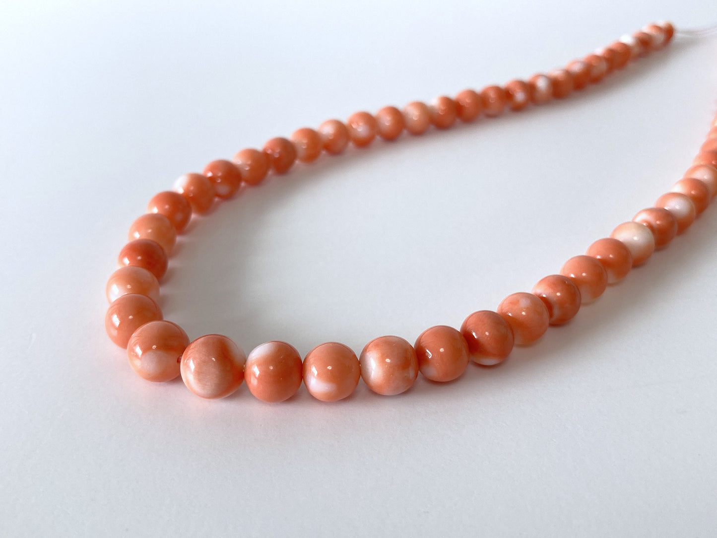 Natural Momo Coral 5.7-9mm round beads strand, 16inches, 41cm, Orange Coral for jewelry making, Natural color