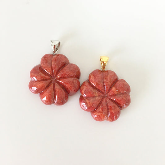 Natural sponge coral  Four leaf Clover pendant 30mm,  price per piece