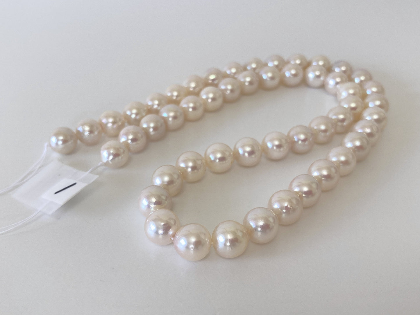 7.5-8mm Japanese White Akoya Pearl Beads, Genuine Akoya Pearl, Full Strand, 40cm , 15.7", Cultured Salt water pearl