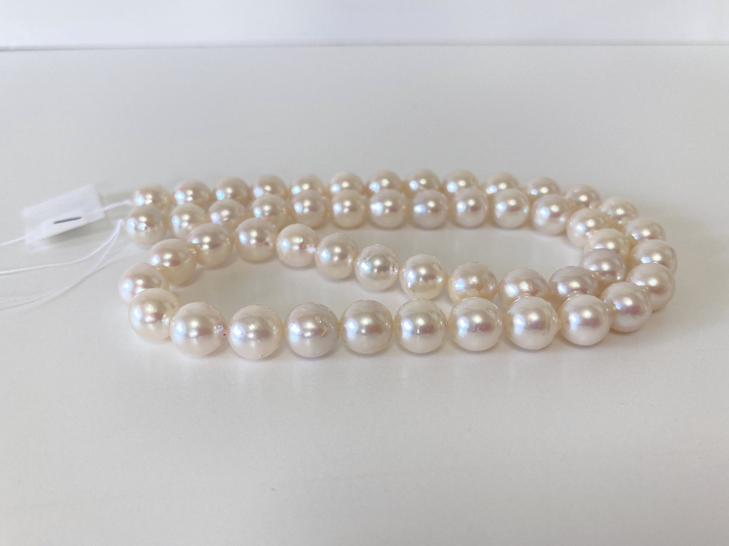 7.5-8mm Japanese White Akoya Pearl Beads, Genuine Akoya Pearl, Full Strand, 40cm , 15.7", Cultured Salt water pearl