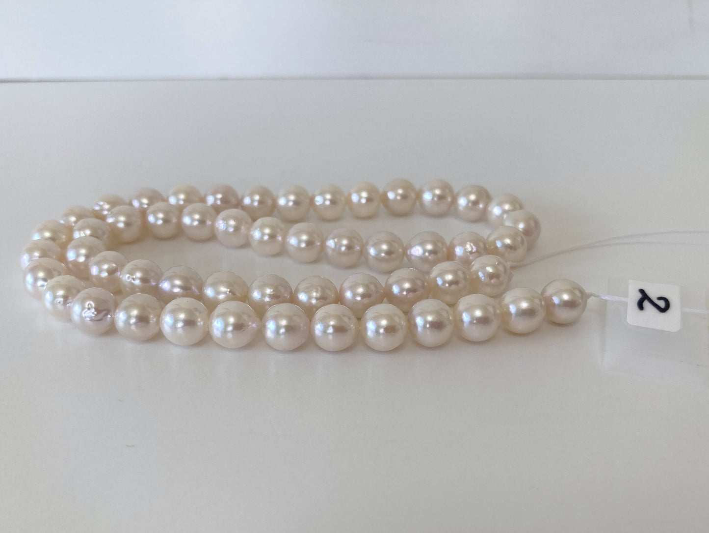 7.5-8mm Japanese White Akoya Pearl Beads, Genuine Akoya Pearl, Full Strand, 40cm , 15.7", Cultured Salt water pearl