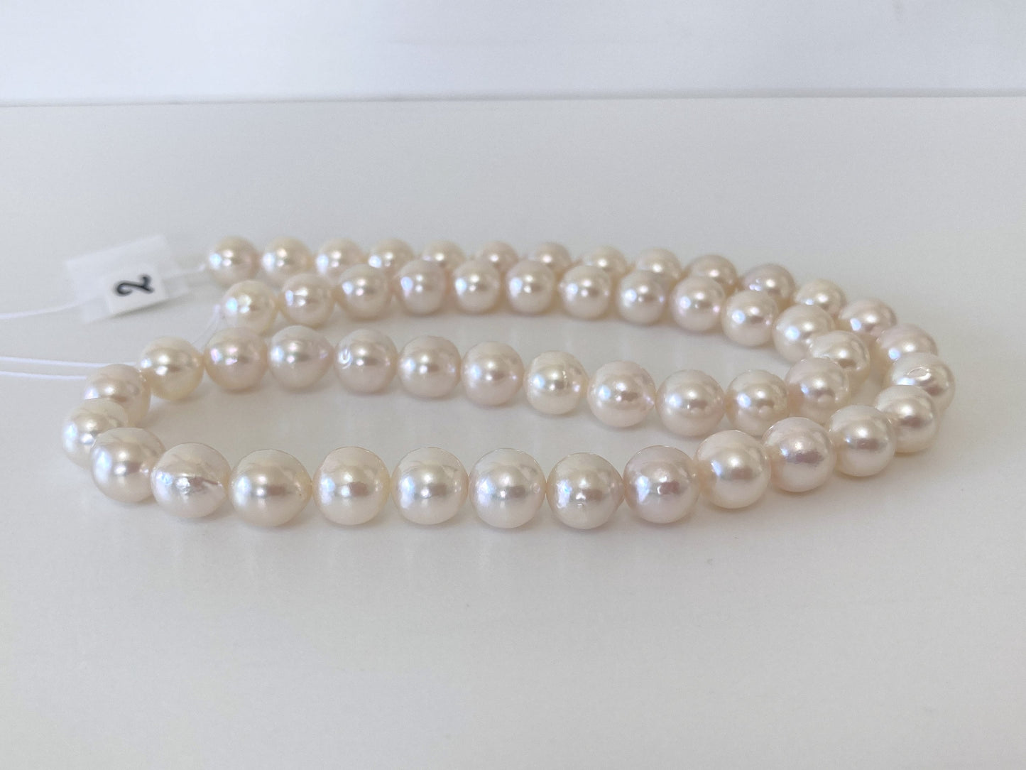 7.5-8mm Japanese White Akoya Pearl Beads, Genuine Akoya Pearl, Full Strand, 40cm , 15.7", Cultured Salt water pearl