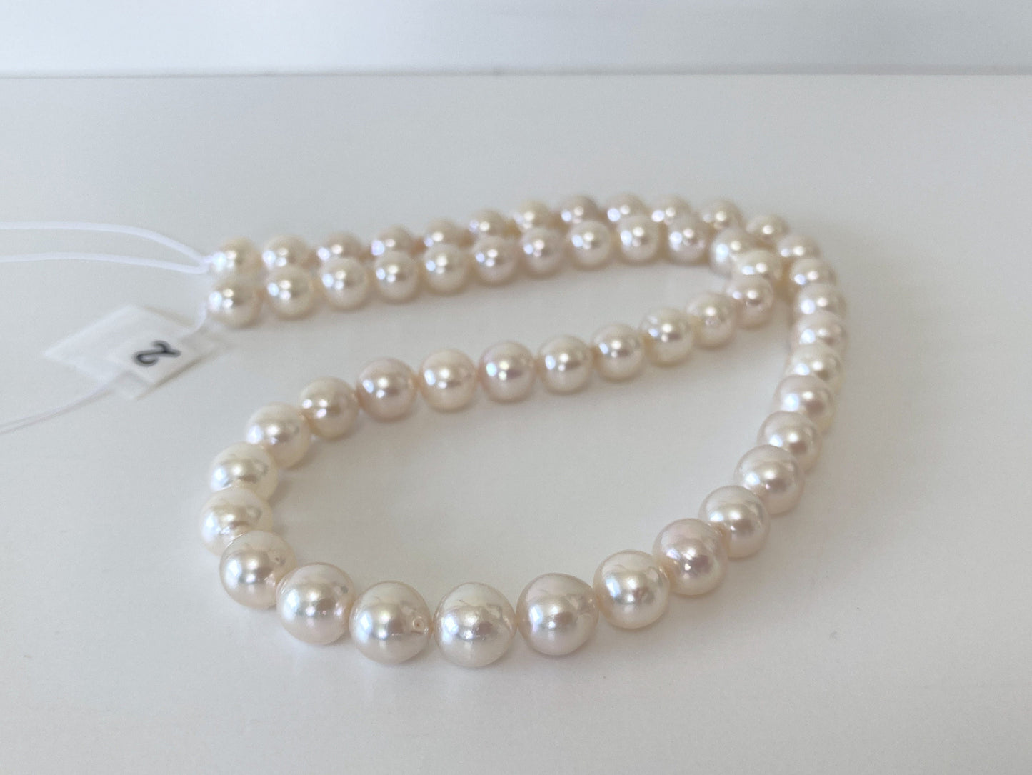 7.5-8mm Japanese White Akoya Pearl Beads, Genuine Akoya Pearl, Full Strand, 40cm , 15.7", Cultured Salt water pearl