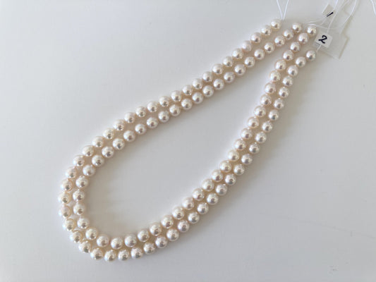 7.5-8mm Japanese White Akoya Pearl Beads, Genuine Akoya Pearl, Full Strand, 40cm , 15.7", Cultured Salt water pearl