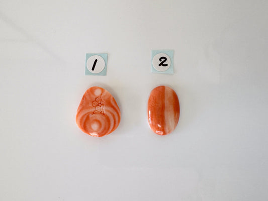 Natural Momo Coral oval cabochon &Carving Loose, Natural Orange/White Color Coral, Flat Back, Unique Color, for Jewelry Making