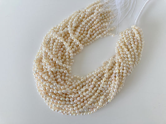 5-6mm Japanese Akoya Pearl Semi-Baroque Beads, Genuine Akoya Pearl, Full Strand, 40cm , 15.7", Salt water cultured pearl