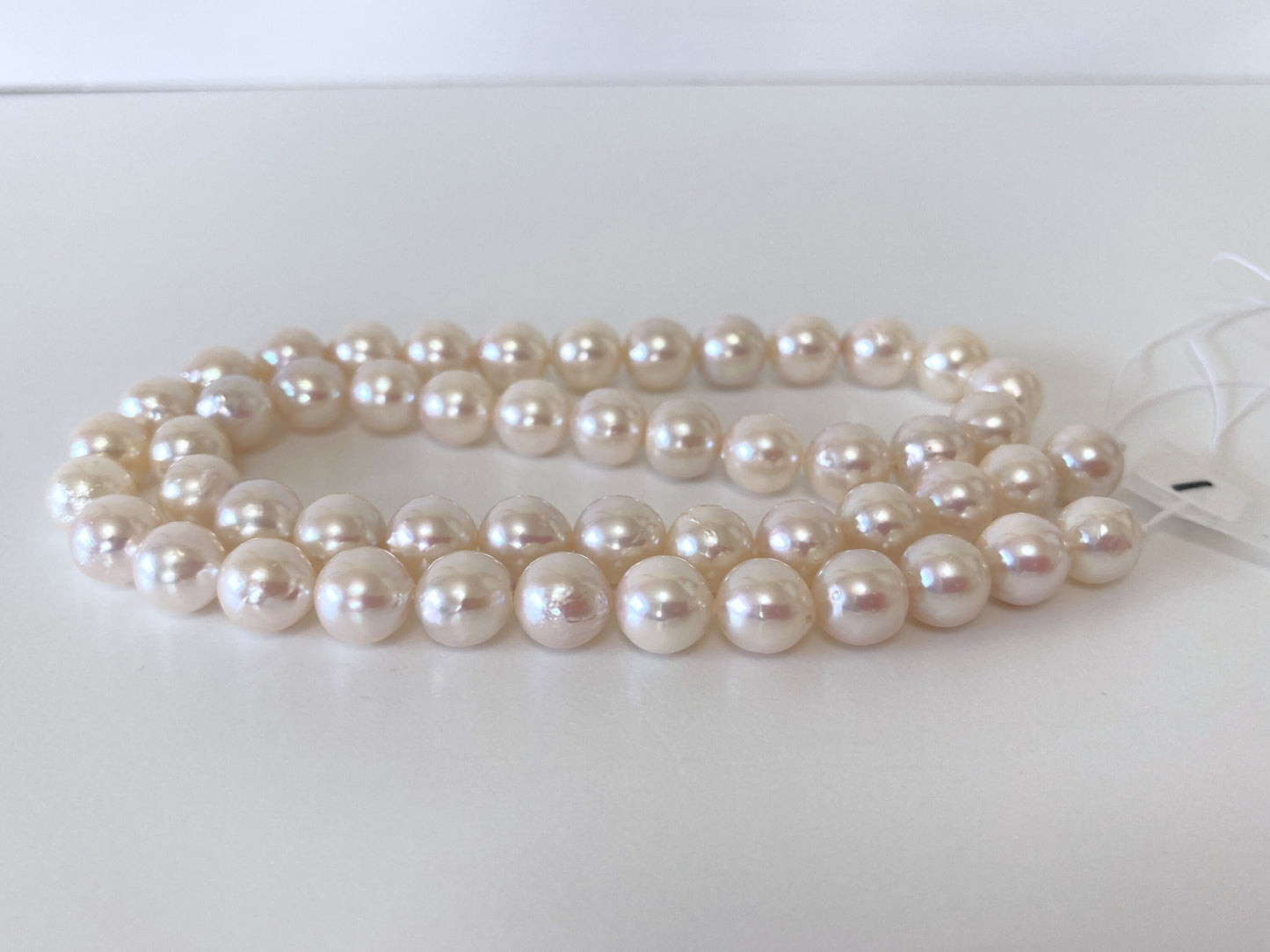 7.5-8mm Japanese White Akoya Pearl Beads, Genuine Akoya Pearl, Full Strand, 40cm , 15.7", Cultured Salt water pearl