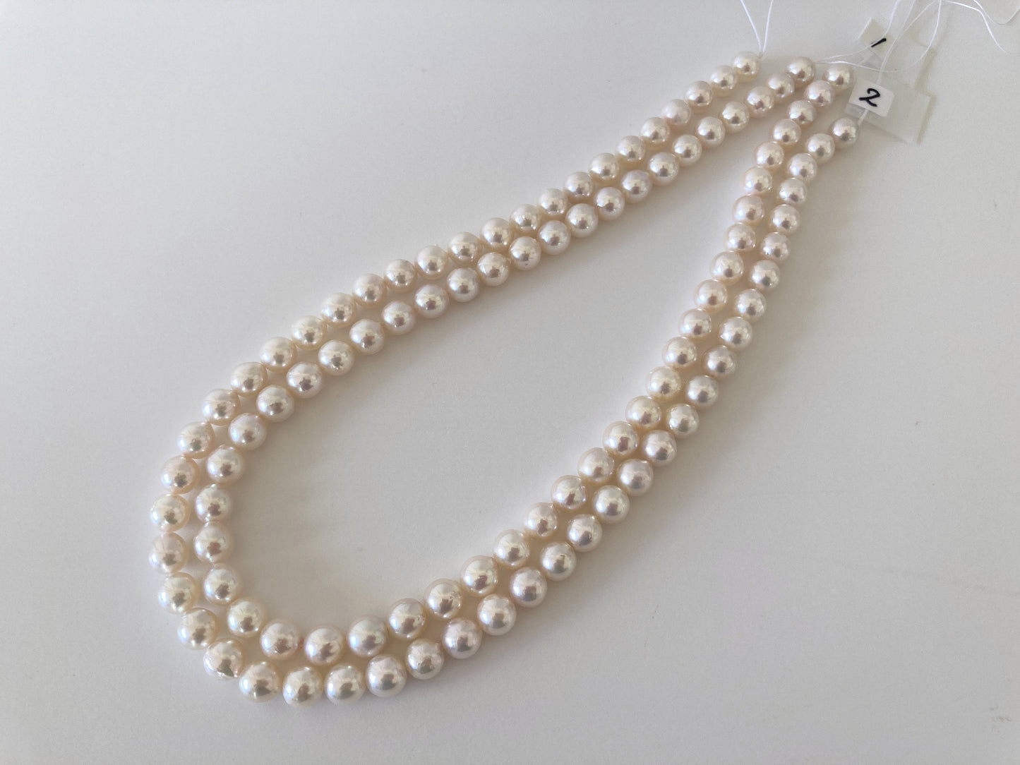 7.5-8mm Japanese White Akoya Pearl Beads, Genuine Akoya Pearl, Full Strand, 40cm , 15.7", Cultured Salt water pearl