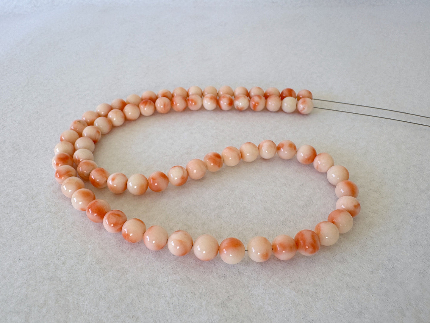 Natural Deep Sea Coral 6.6-6.9mm Round Beads Strand, Genuine Natural Pink/Orange/White Color Coral, 44.5cm, 17.5", For Jewelry making