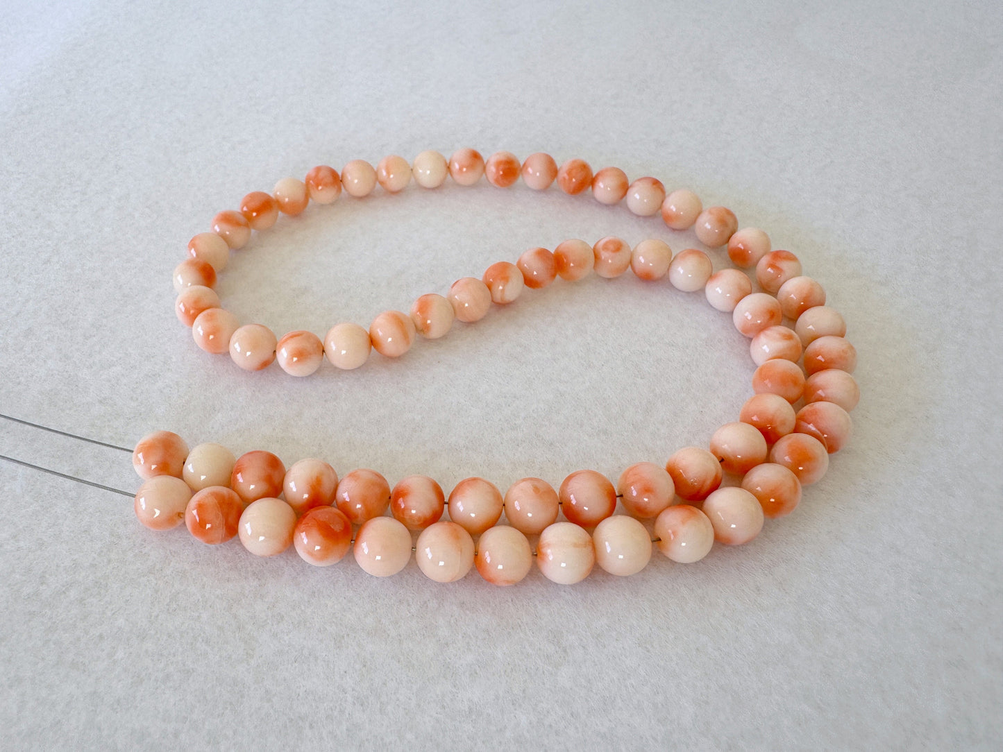 Natural Deep Sea Coral 6.6-6.9mm Round Beads Strand, Genuine Natural Pink/Orange/White Color Coral, 44.5cm, 17.5", For Jewelry making