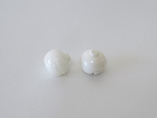 Natural white coral Japanese-style bell shape carving, natural color coral for jewelry making, Full hole, Price per pair