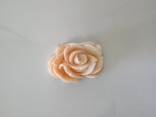 Natural Deep Sea Coral Rose Carving Loose, Natural Pink/White Color Coral, 41x30mm, Flat Back, For Jewelry Making, Hand Carved