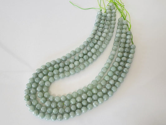 Natural Burmese Jadeite 8-8.5mm Full-Strand Beads, Green Beads, 40cm, 15.7", For Necklace, Bracelets, Etc., Genuine Natural Color Jadeite