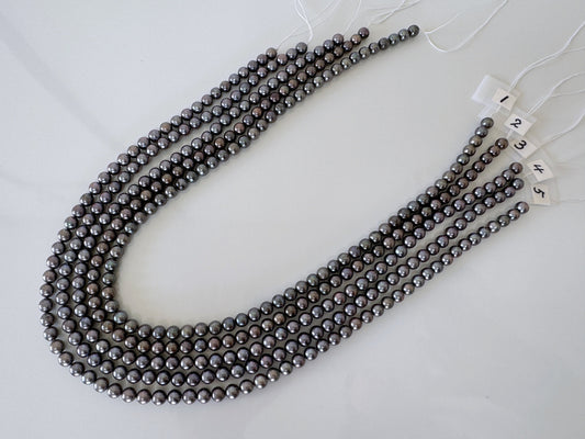 5.5-6mm Japanese Black/Black peacock Akoya Pearl Beads, Full Strand, 40cm , 15.7", Salt Water cultured pearl