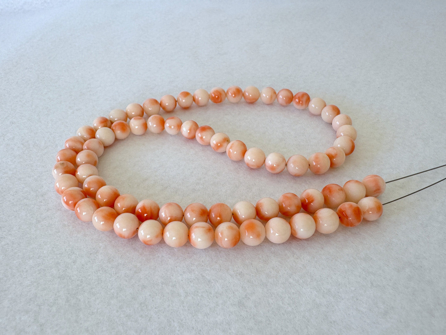 Natural Deep Sea Coral 6.6-6.9mm Round Beads Strand, Genuine Natural Pink/Orange/White Color Coral, 44.5cm, 17.5", For Jewelry making