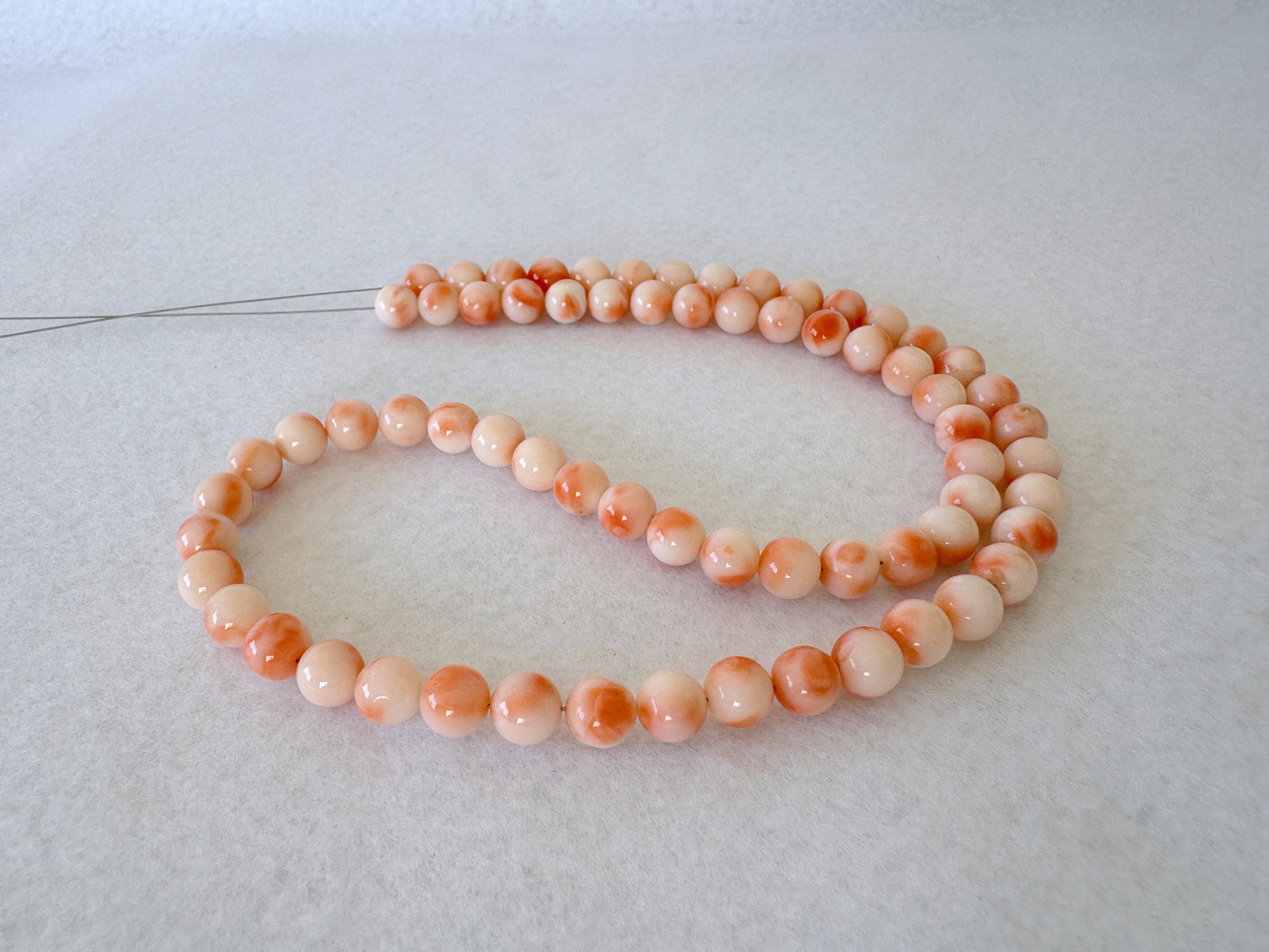 Natural Deep Sea Coral 6.6-6.9mm Round Beads Strand, Genuine Natural Pink/Orange/White Color Coral, 44.5cm, 17.5", For Jewelry making